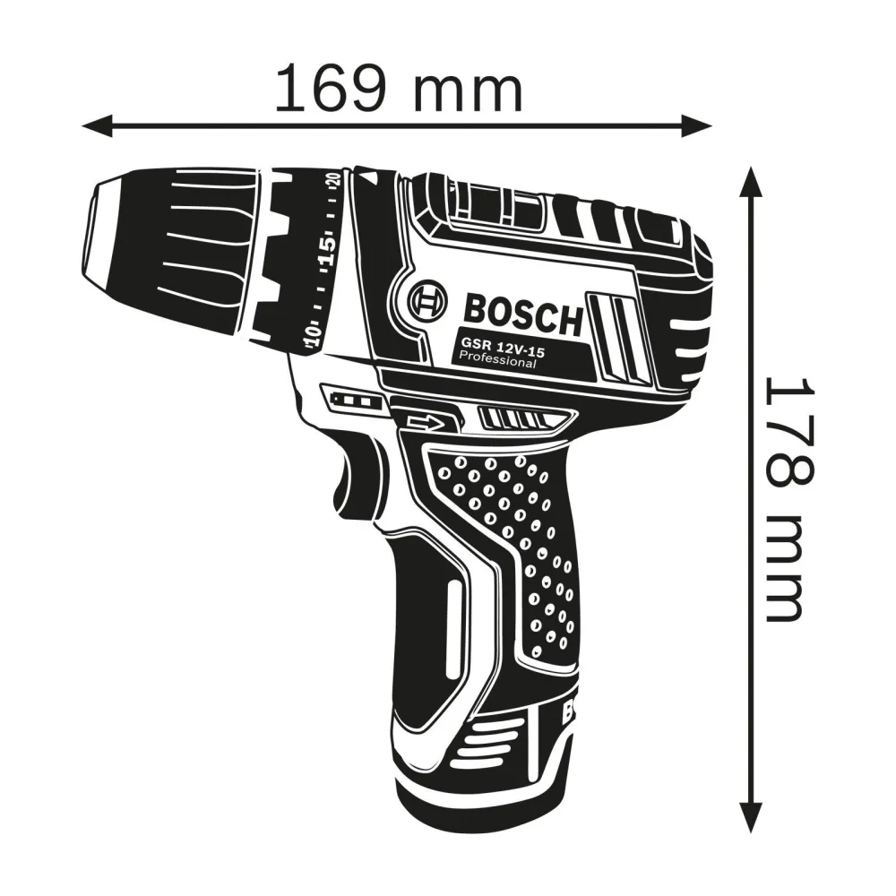Bosch Akku-Bohrschrauber GSR 12V-15 / 2x 2,0 Ah Akku + Ladegerät - 060186810C