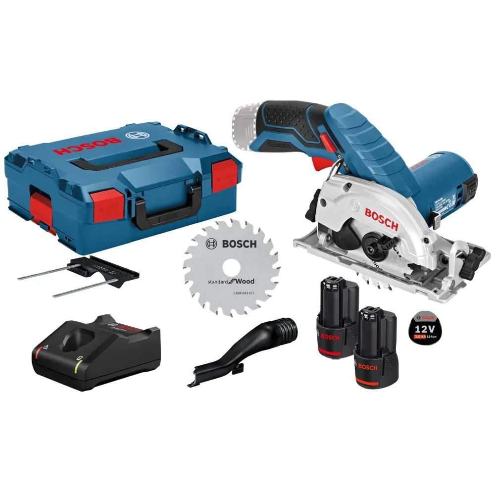 Bosch Akku-Kreissäge GKS 12V-26 12 V Ø 85 mm / 2x 3,0 Ah Akku + Ladegerät inkl. Zubehör L-Boxx - 06016A1005
