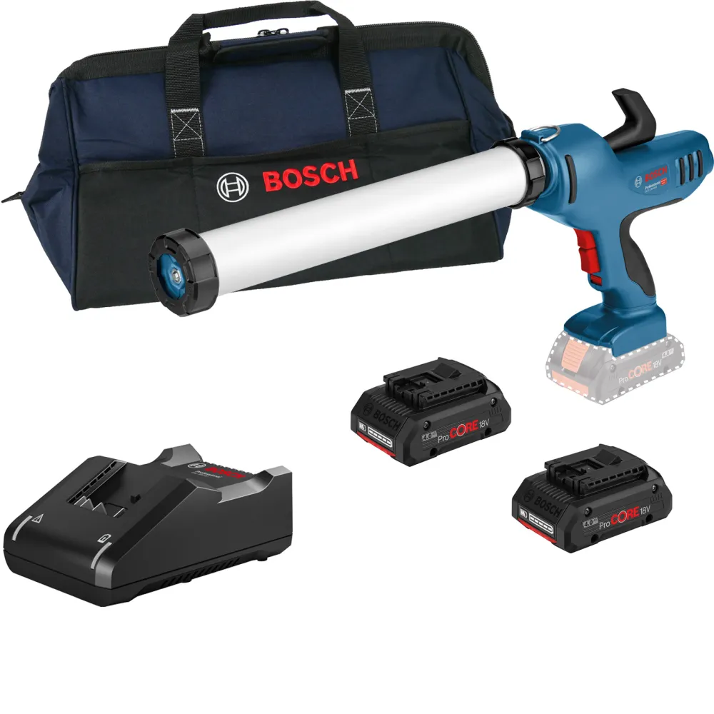Bosch Akku-Kartuschenpresse GCG 18V-600 / 2x 4,0 Ah ProCORE Akku + Ladegerät Tasche