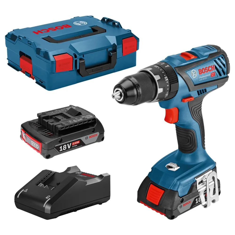 Bosch Akku-Schlagbohrschrauber GSB 18V-28 / 2x 2,0 Ah Akku + Ladegerät L-Boxx - 06019H4002