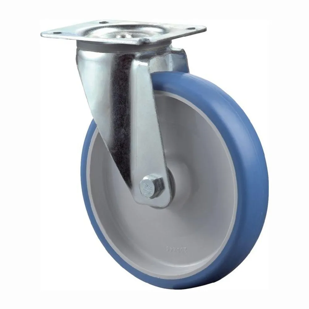 BS Rollen Lenkrolle mit Anschraubplatte Polyurethan blau Rollenlager 80 mm 125 kg - L400.B36.080