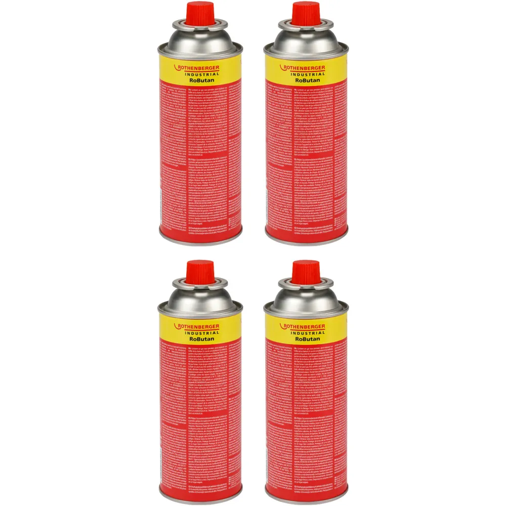 ROTHENBERGER Industrial Gaskartusche RoButan 220 g / 393 ml, Bajonett-Verschluss, MSF-1A, Ventilkartusche Gas Outdoor Camp...