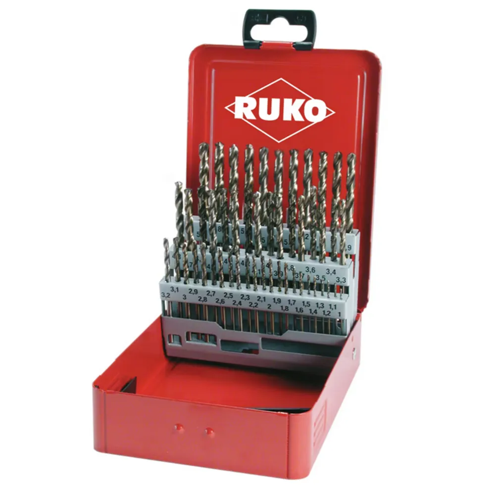 RUKO Spiralbohrer-Satz DIN 338 Typ VA, HSSE-Co 5 Industriekassette - 50 tlg. - 215217