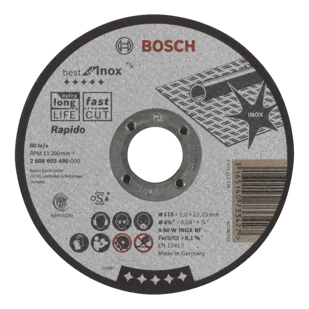 Bosch Trennscheibe gerade Best Inox Rapido 60 W INOX BF 115 mm 22,23 mm 1 mm - 2608603490